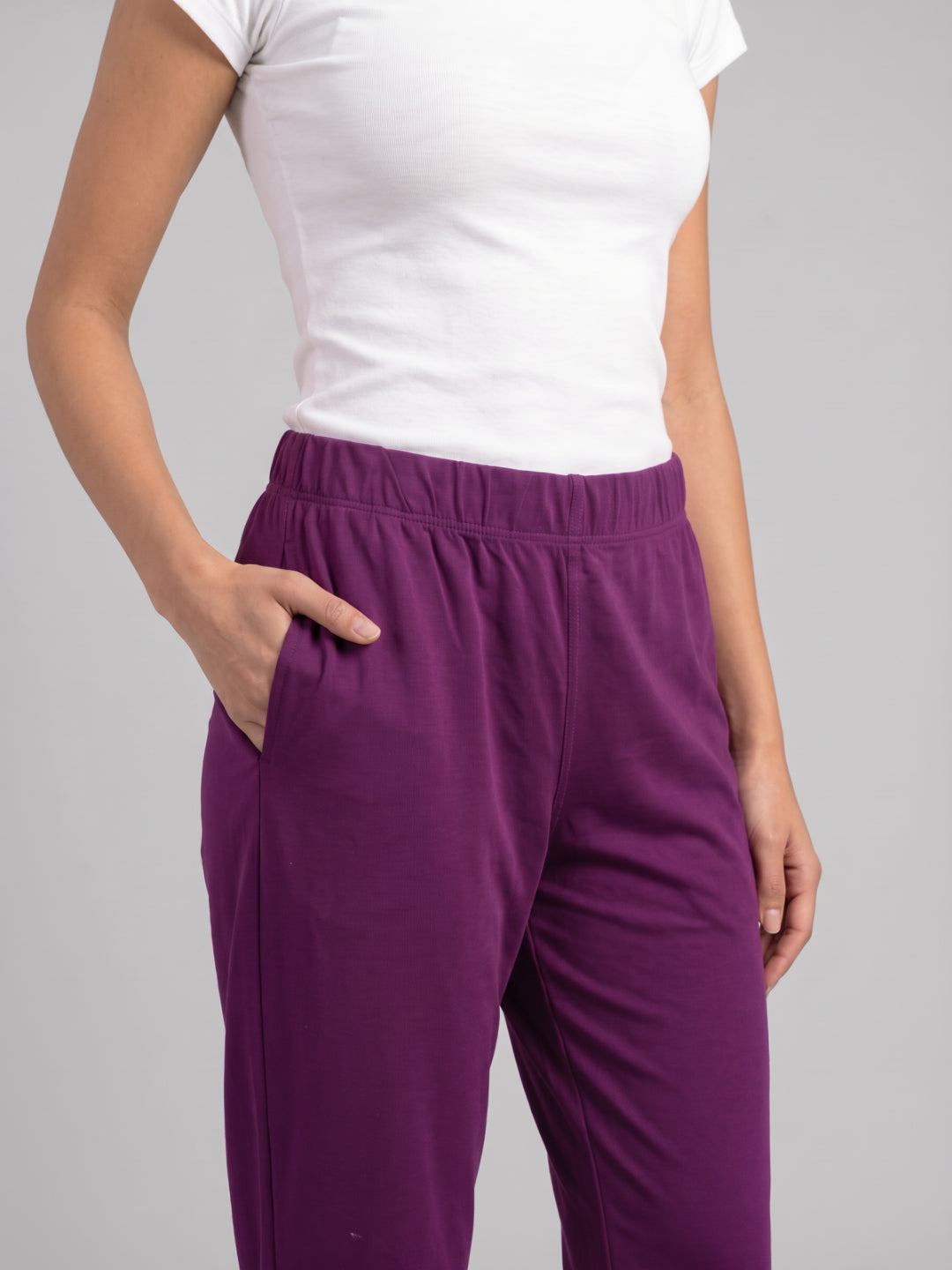 Medium Purple Cotton Stretch Kurti Pants