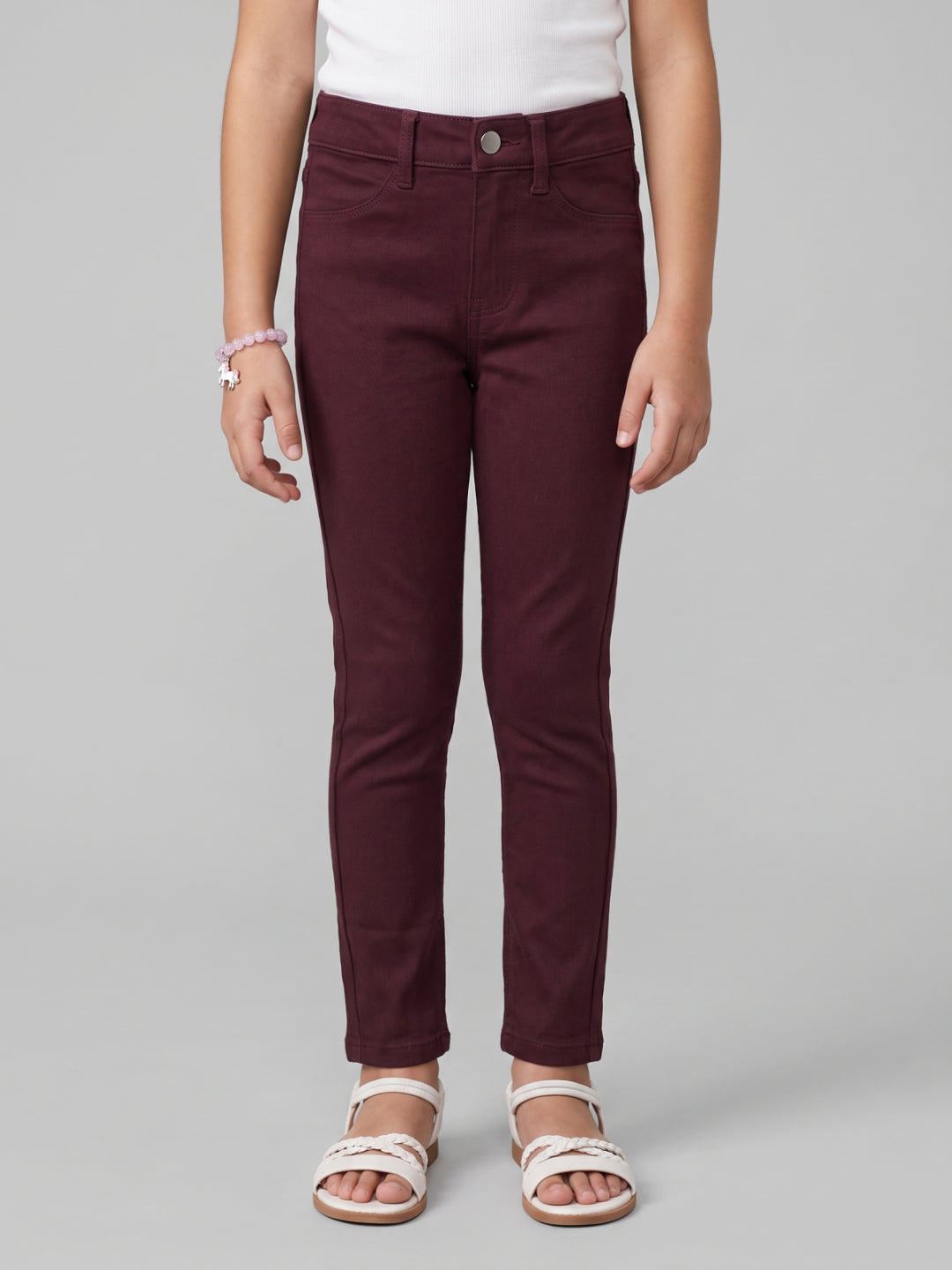Dark Purple Cotton Poly Stretch Super Stretch Jeggings