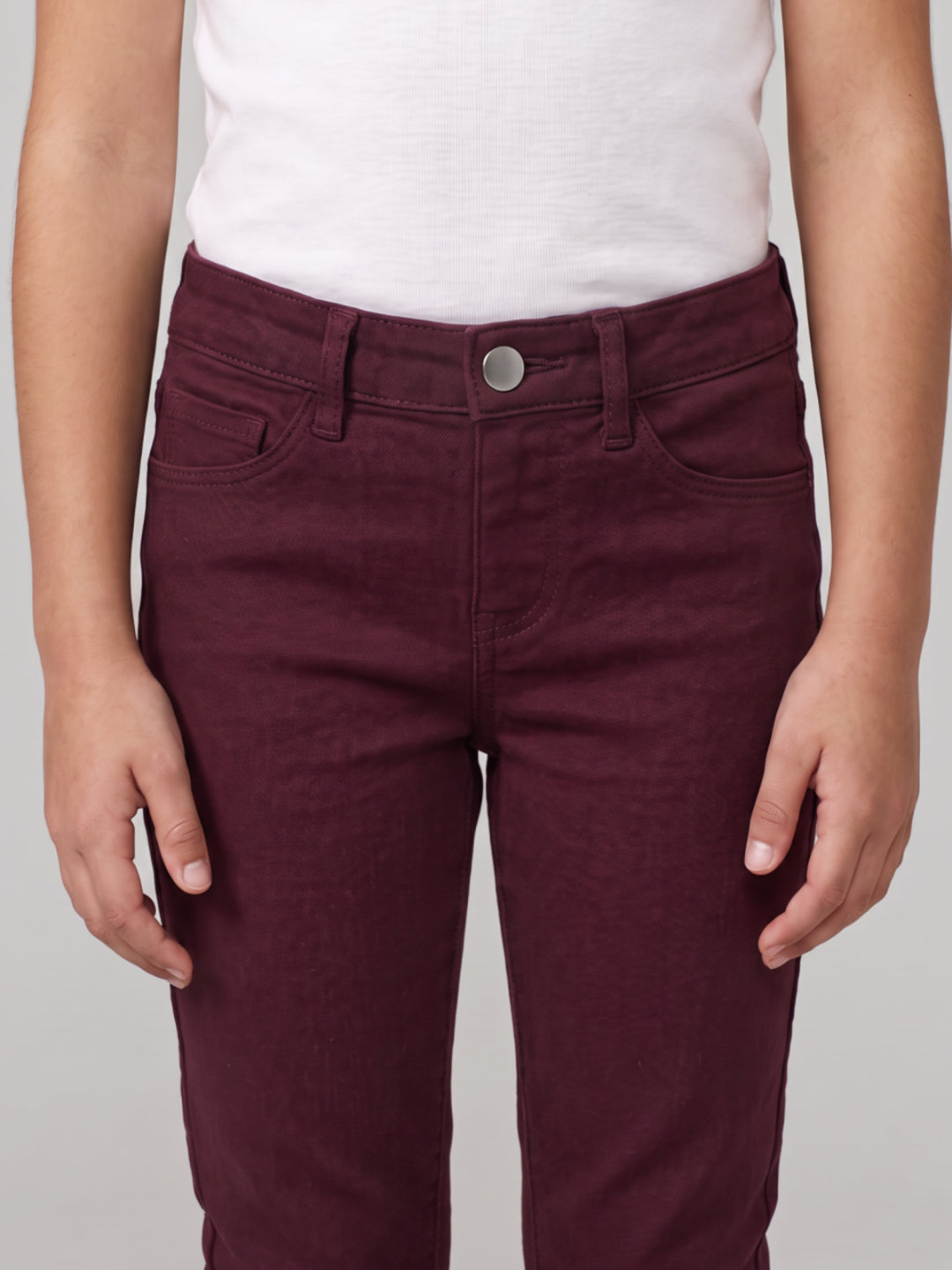 Dark Purple Cotton Poly Stretch Super Stretch Jeggings