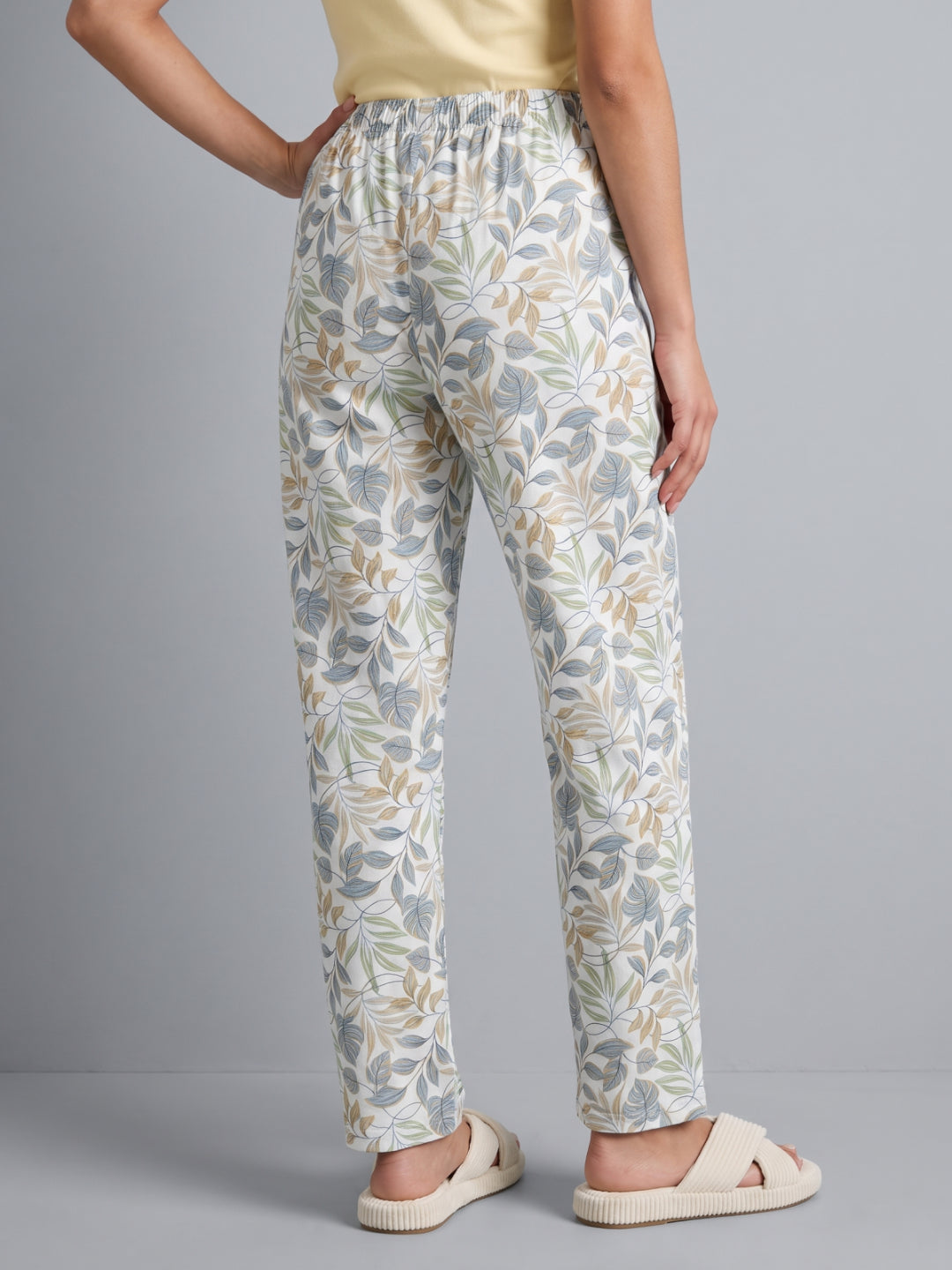 Blue Woven Viscose Printed Lounge Pants