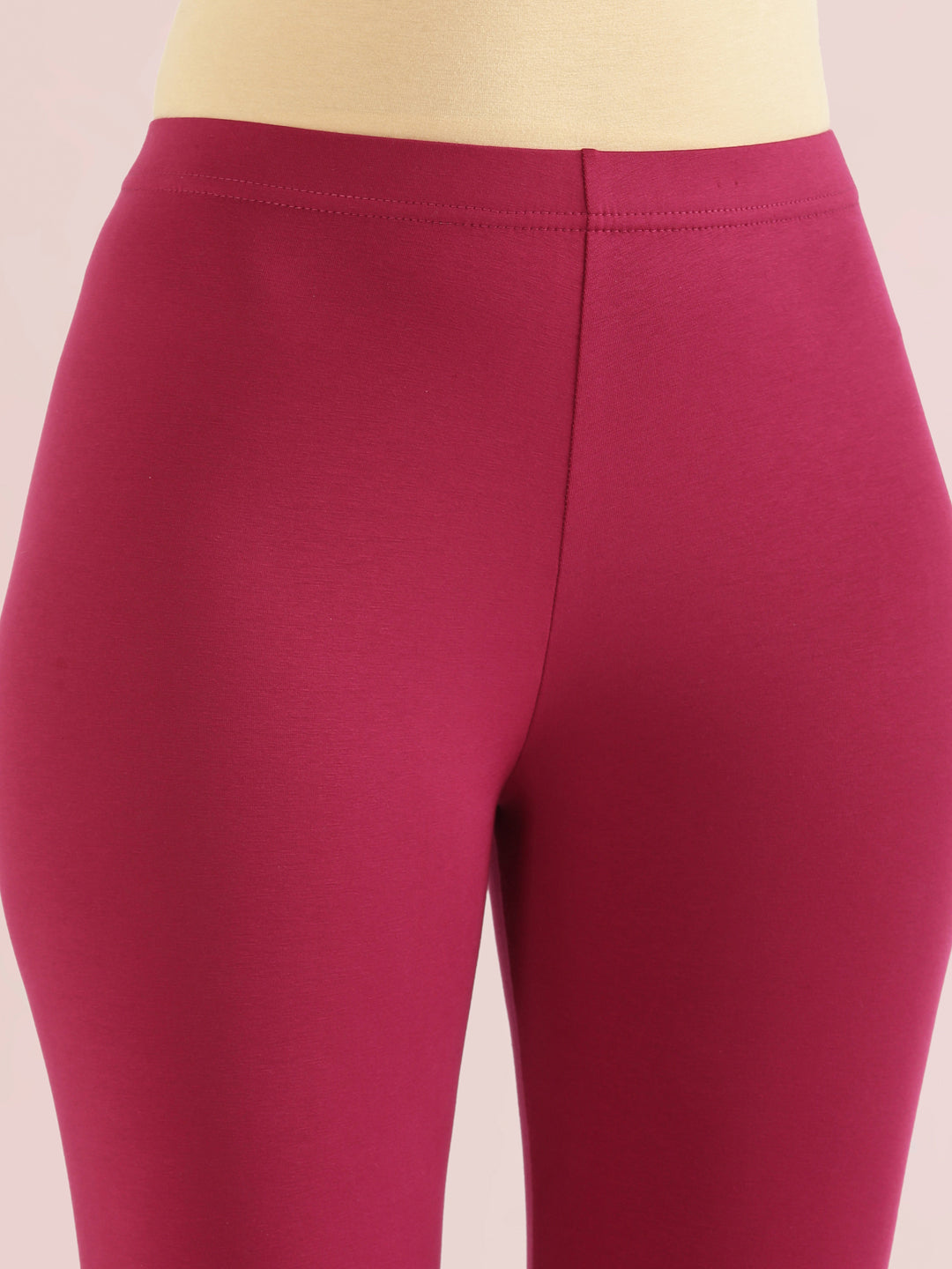 Dark Fuchsia Cotton Stretch Cropped Leggings