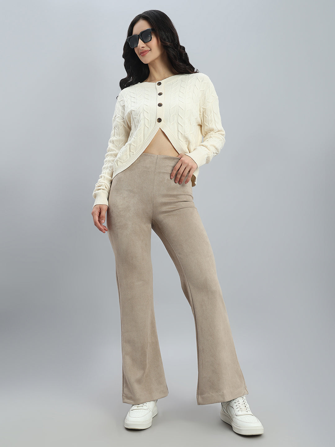 Light Brown Suede Bell Bottom