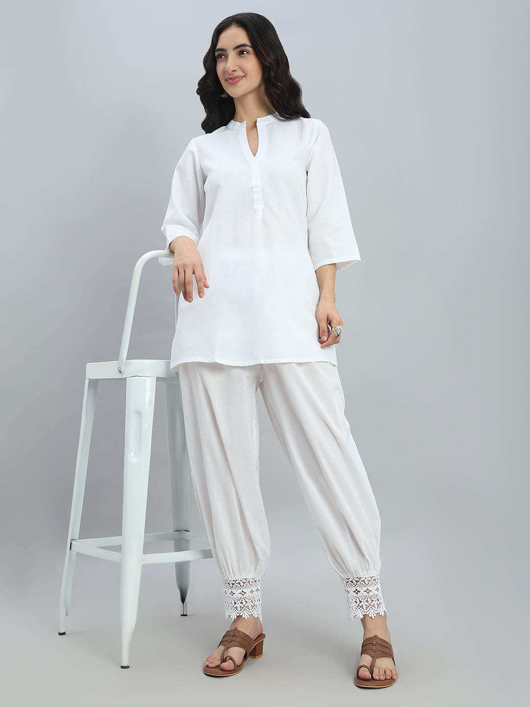 White Embroidered Lace Salwar