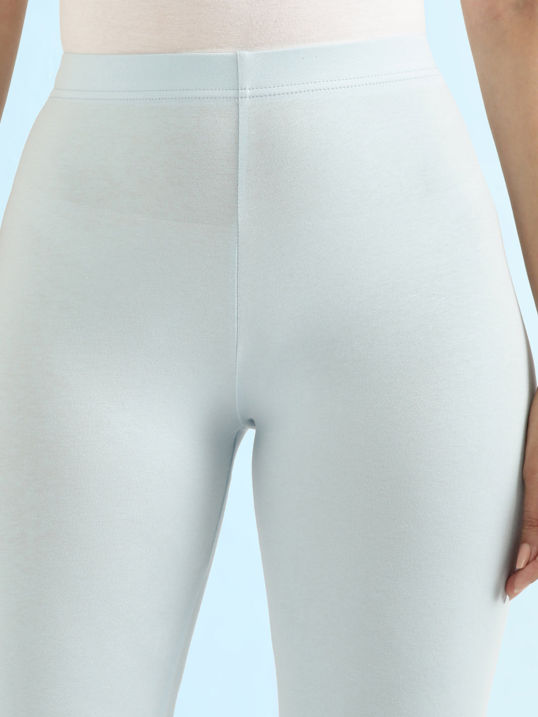 Pastel Blue Cotton Stretch Ankle Length Leggings