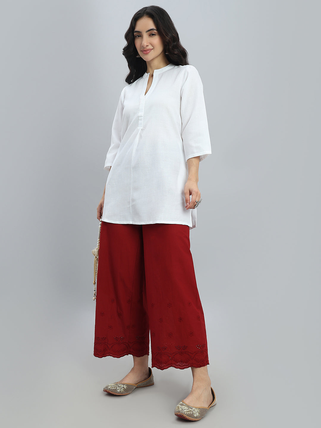 Light Maroon Hakoba Wide Pant