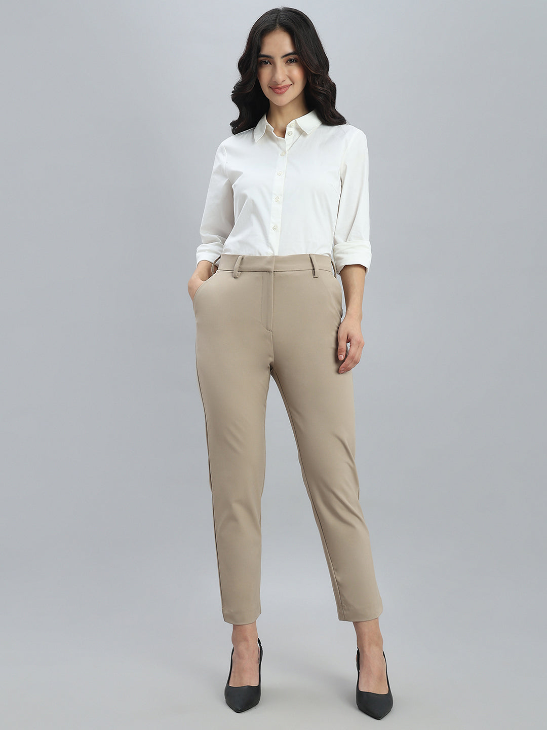Beige Smart Fit Pant