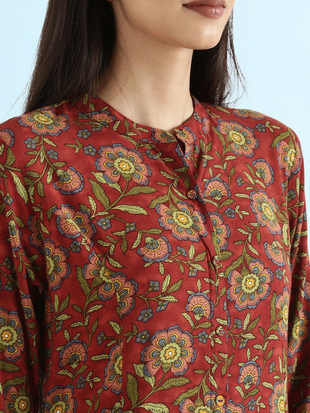 Viscose Mughal Floral Print A-Line Kurta