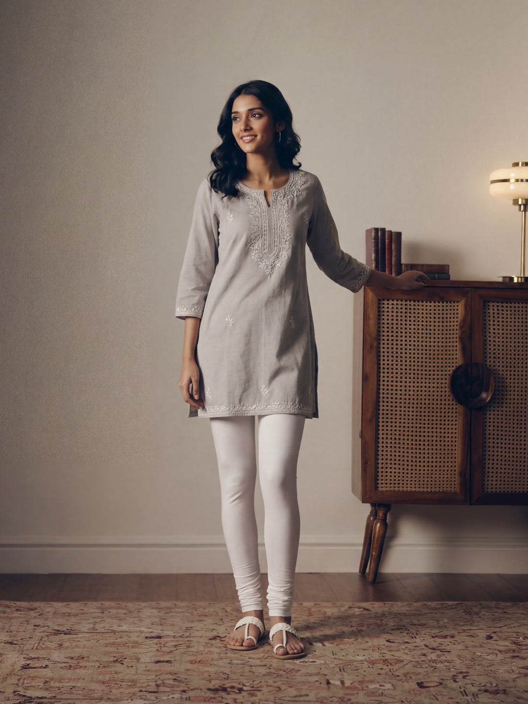 White Cotton Stretch Churidar