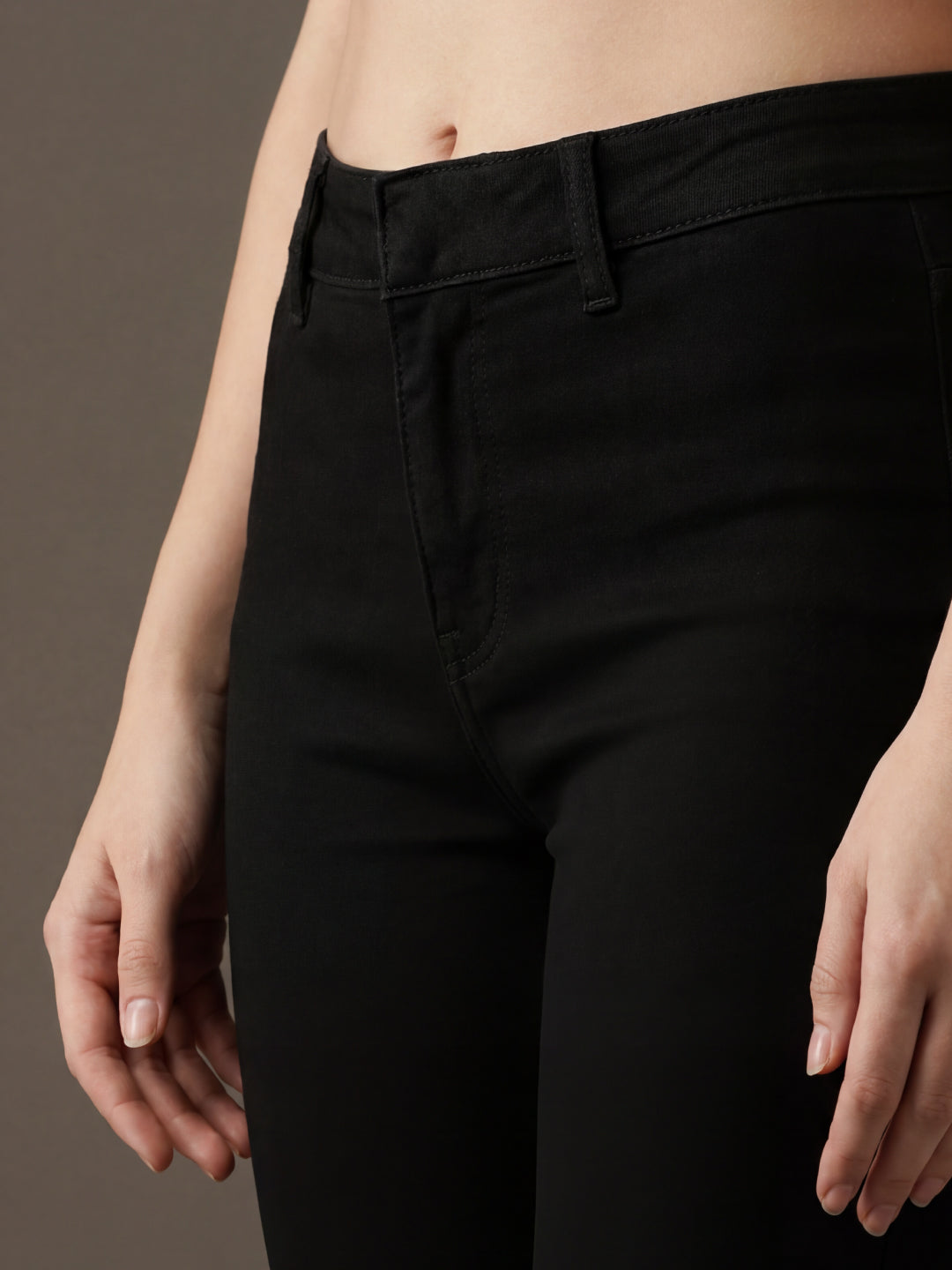 Black Cotton Polyester Super Stretch Jeggings