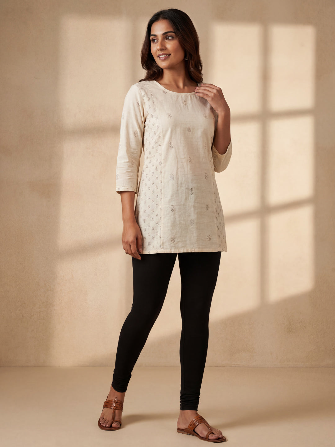 Black Cotton Stretch Ankle Length Leggings
