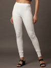 Cream Cotton Stretch Ankle Length Leggings