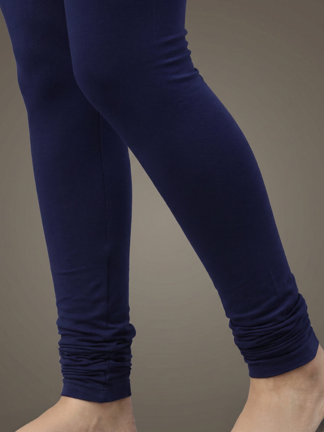 Ink Blue Cotton Stretch Ankle Length Leggings