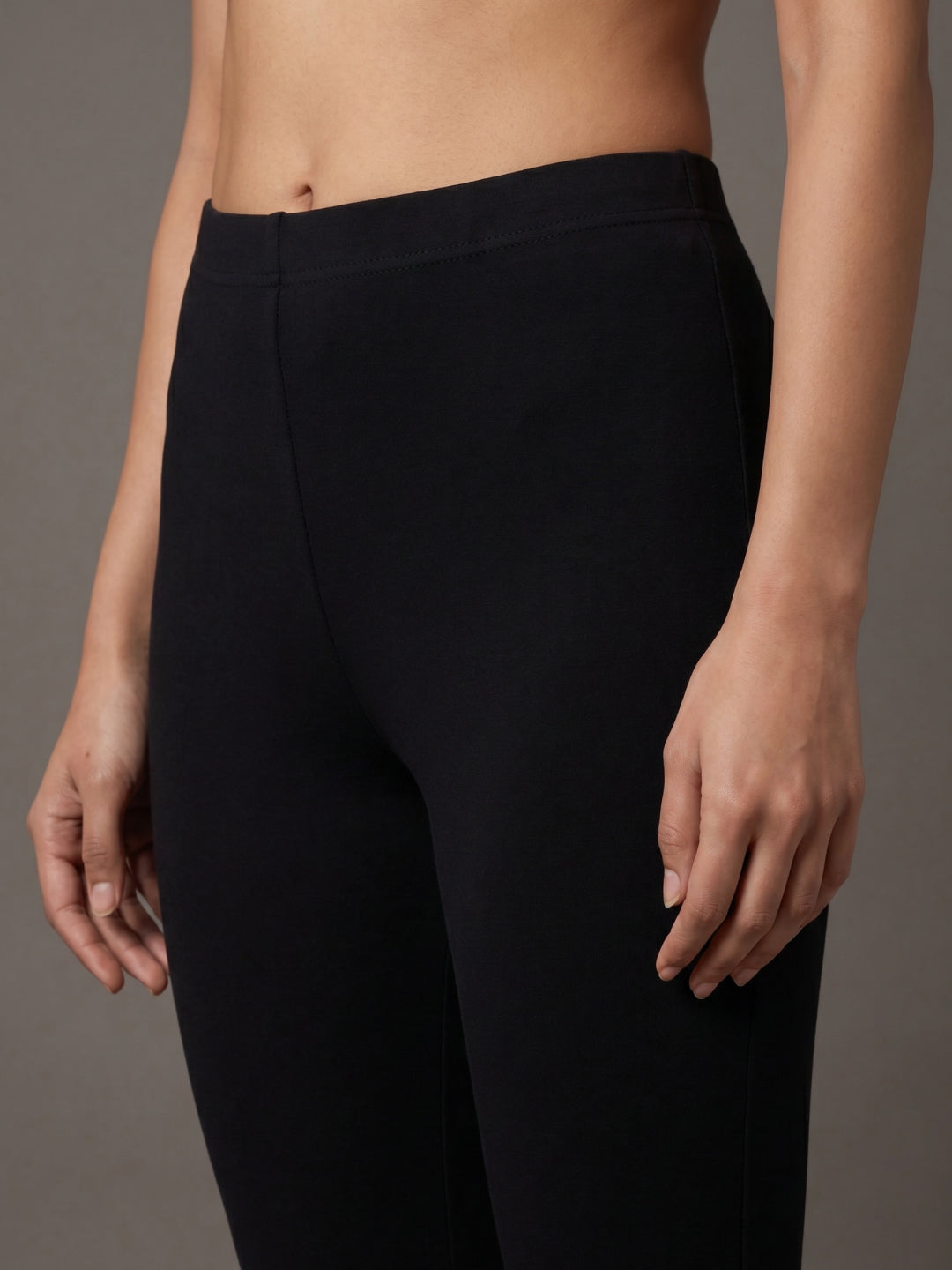 Black Cotton Stretch Cropped Leggings