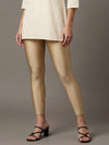 Gold Cotton Stretch Cropped Leggings