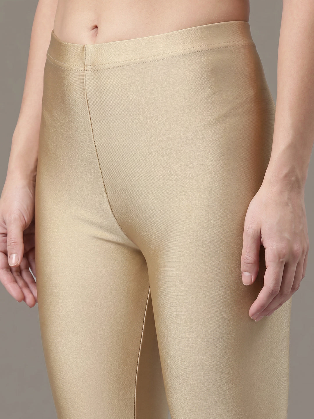 Gold Cotton Stretch Cropped Leggings
