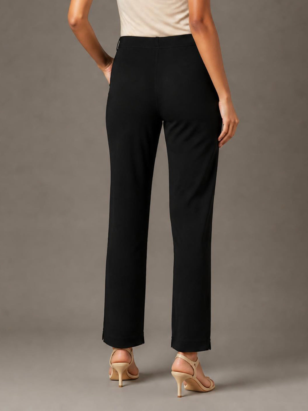 Black Cotton Stretch Kurti Pants