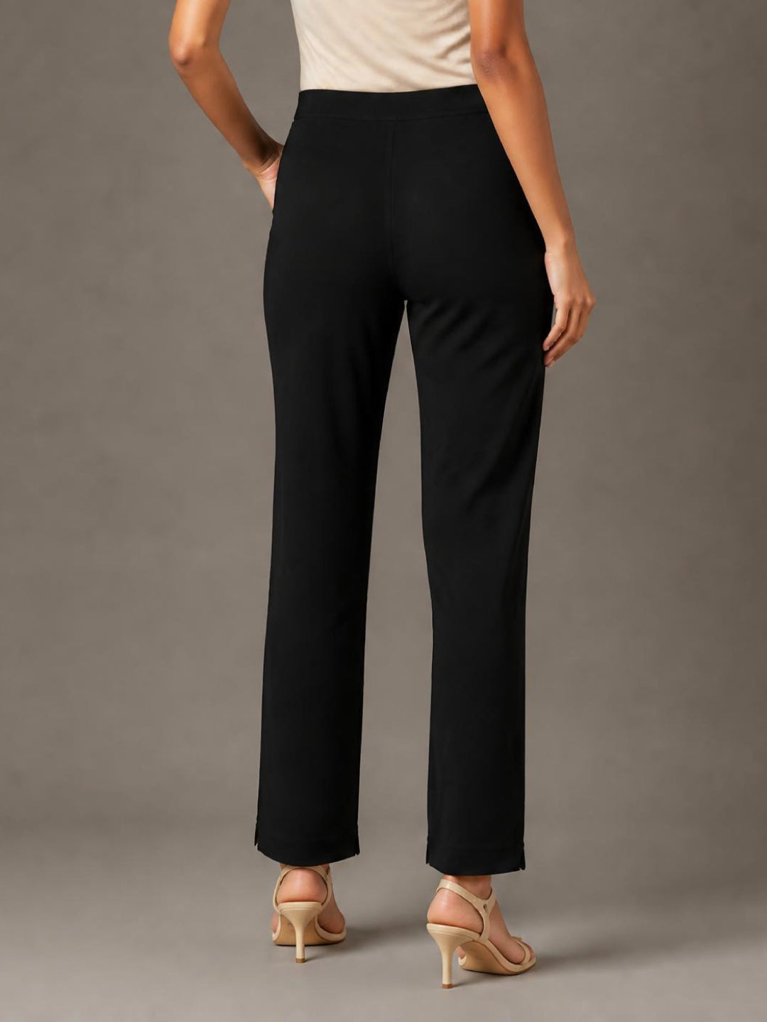Black Cotton Stretch Kurti Pants