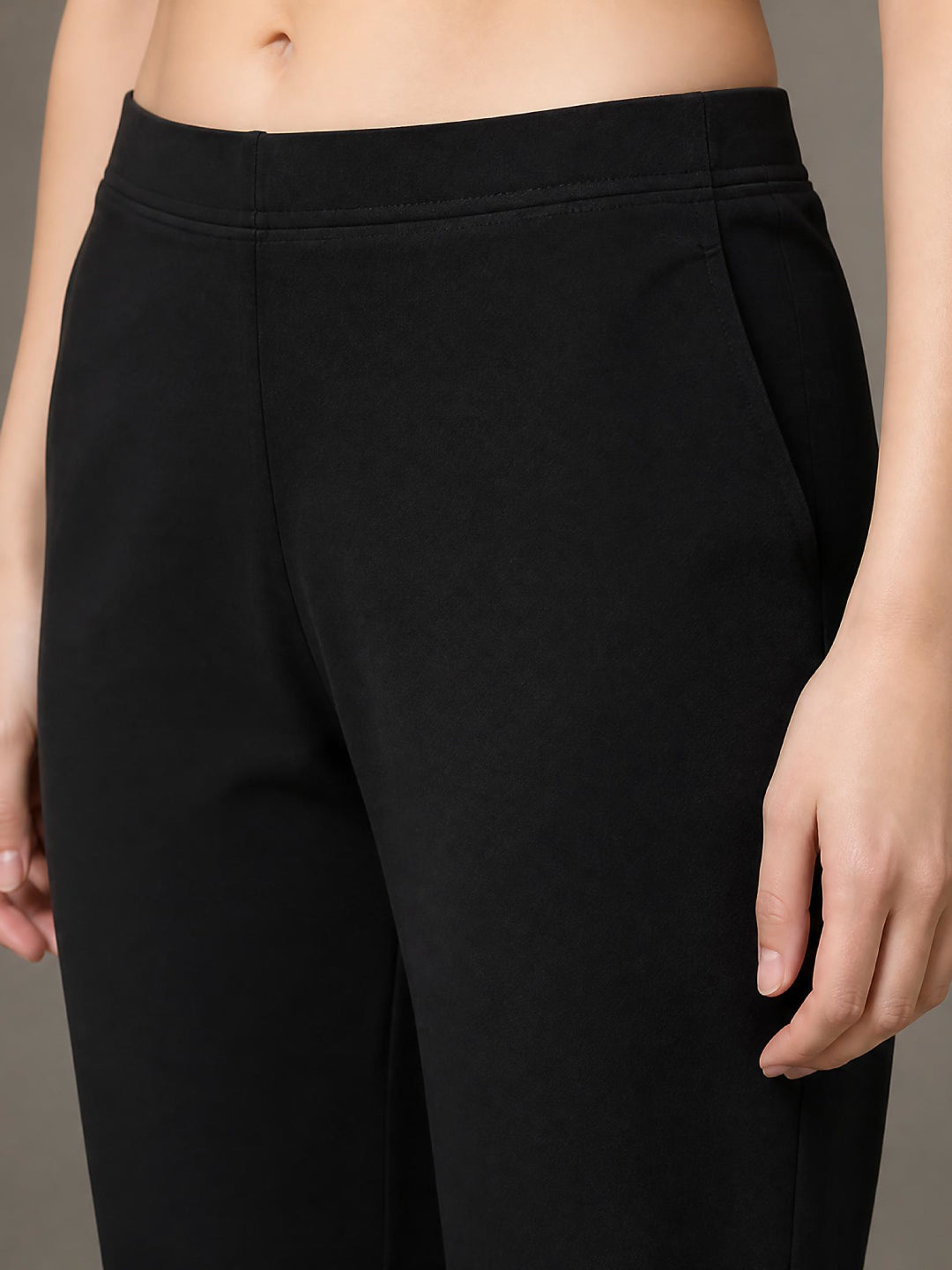Black Cotton Stretch Kurti Pants