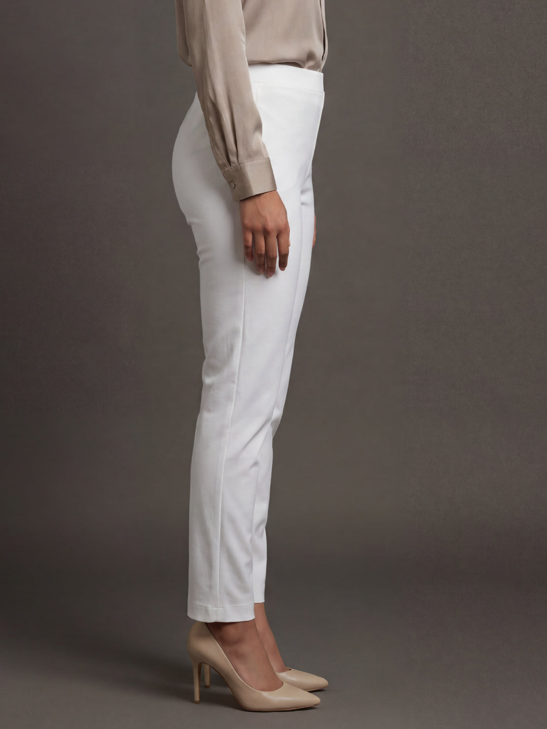 White Cotton Stretch Kurti Pants