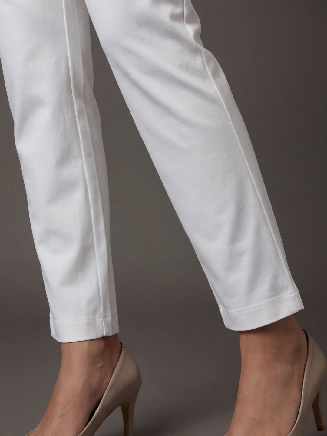 White Cotton Stretch Kurti Pants