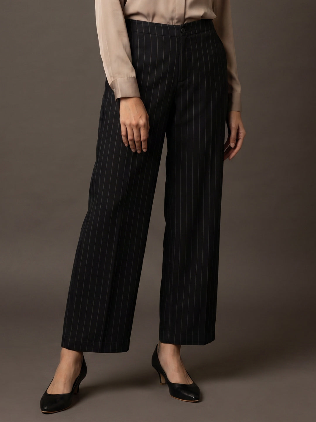 Black Cotton Stripes Cargo Pant