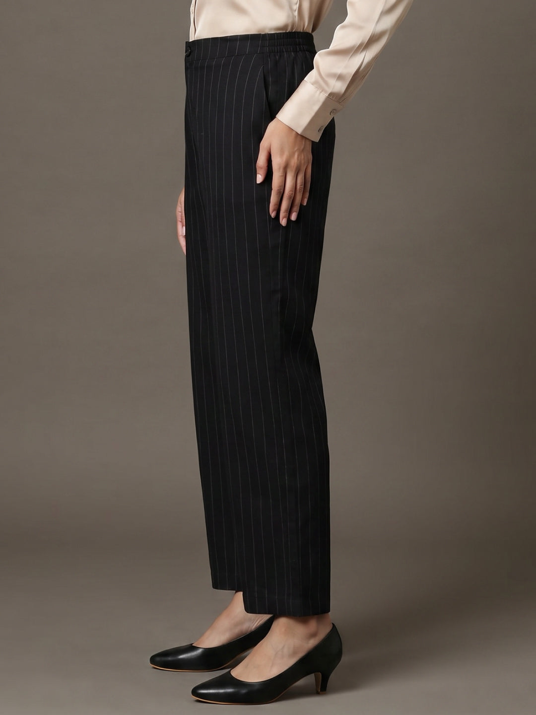 Black Cotton Stripes Cargo Pant