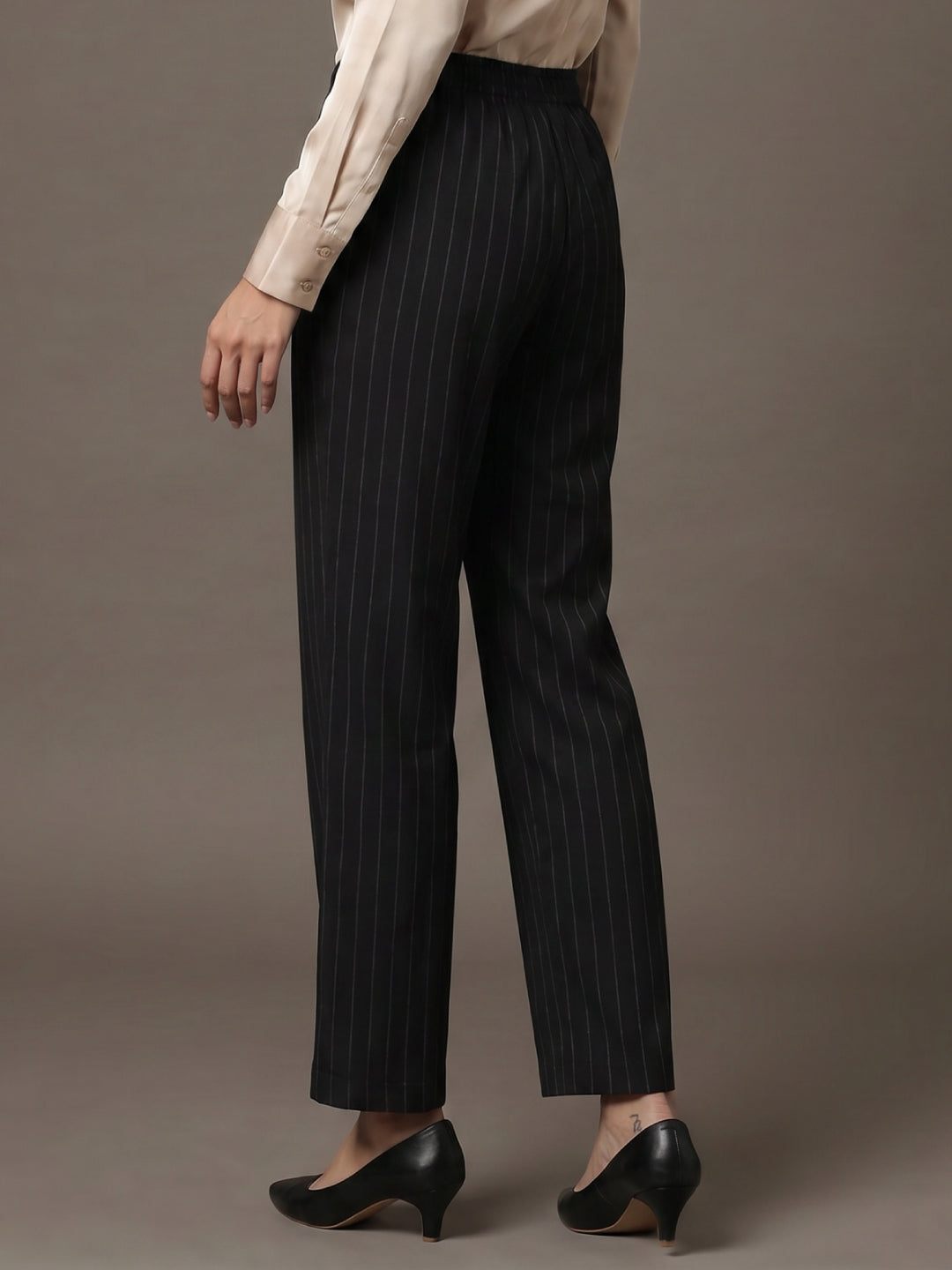 Black Cotton Stripes Cargo Pant