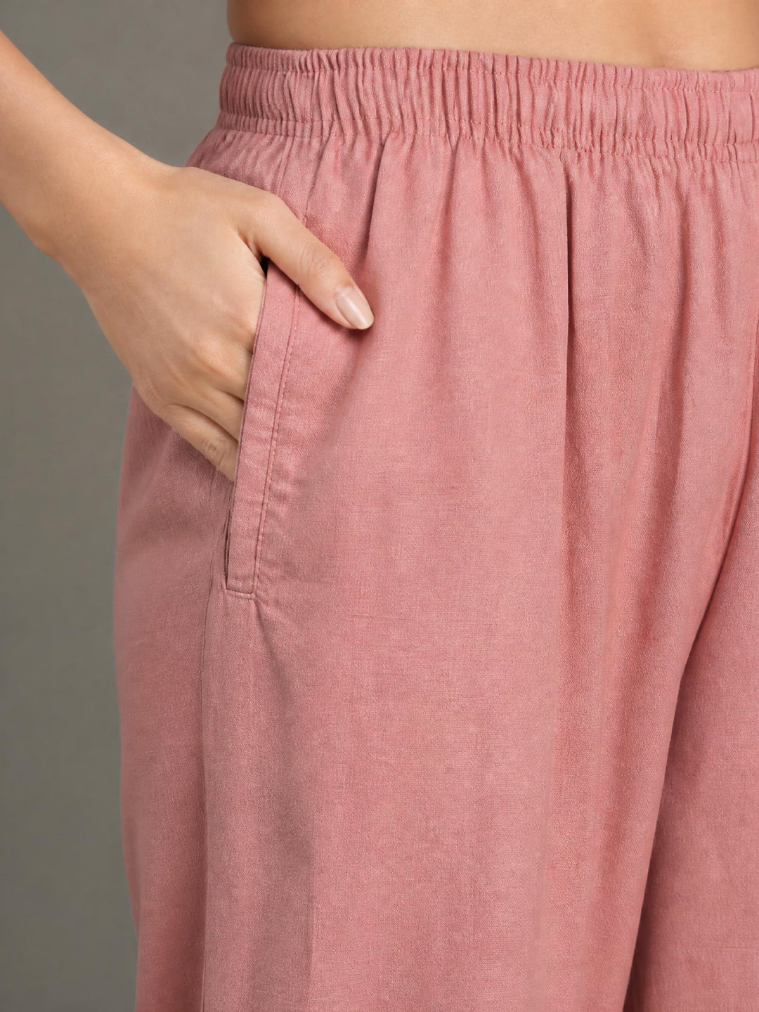 Baby Pink Linen Lace Palazzo
