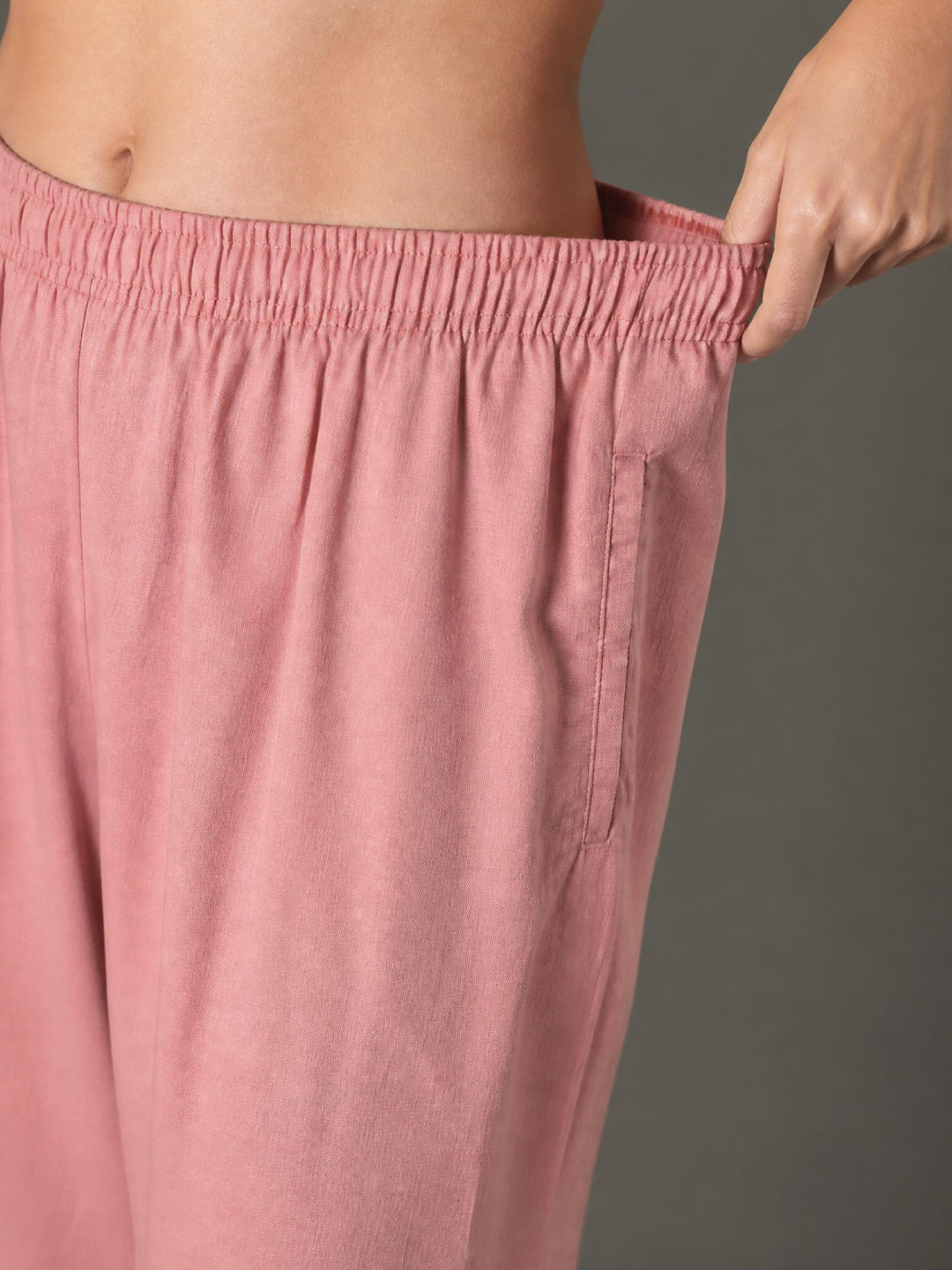 Baby Pink Linen Lace Palazzo