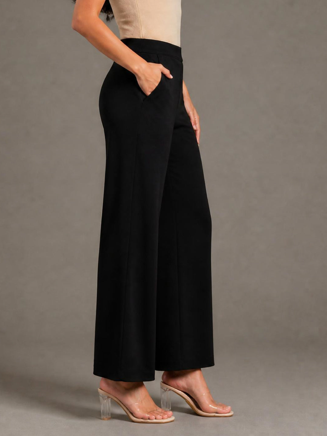 Black Roma Ponte Wide Pants