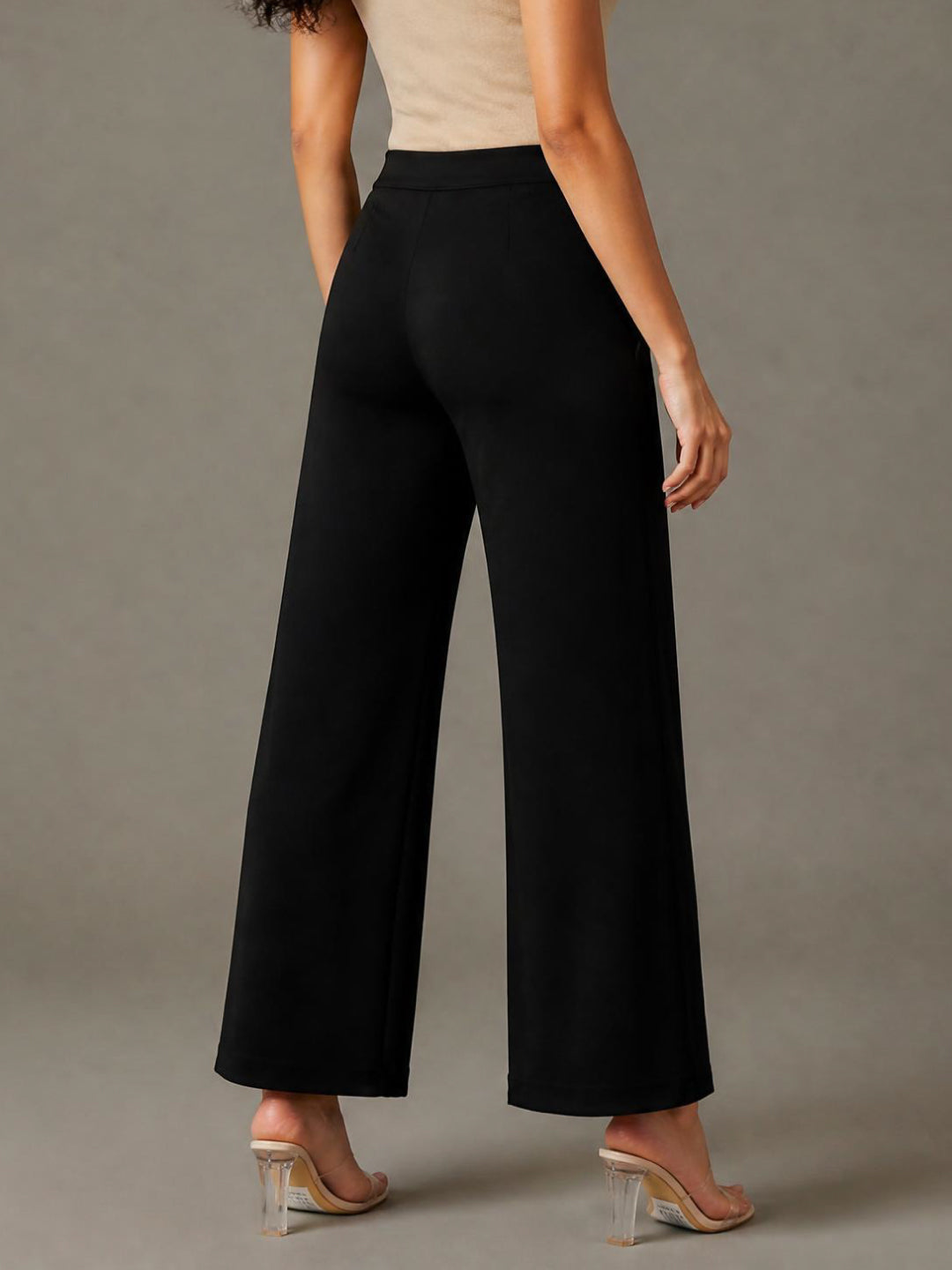 Black Roma Ponte Wide Pants