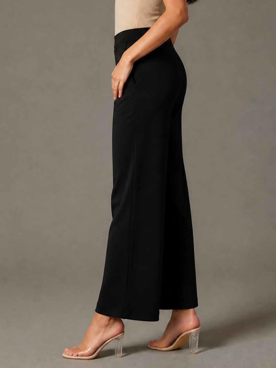 Black Roma Ponte Wide Pants