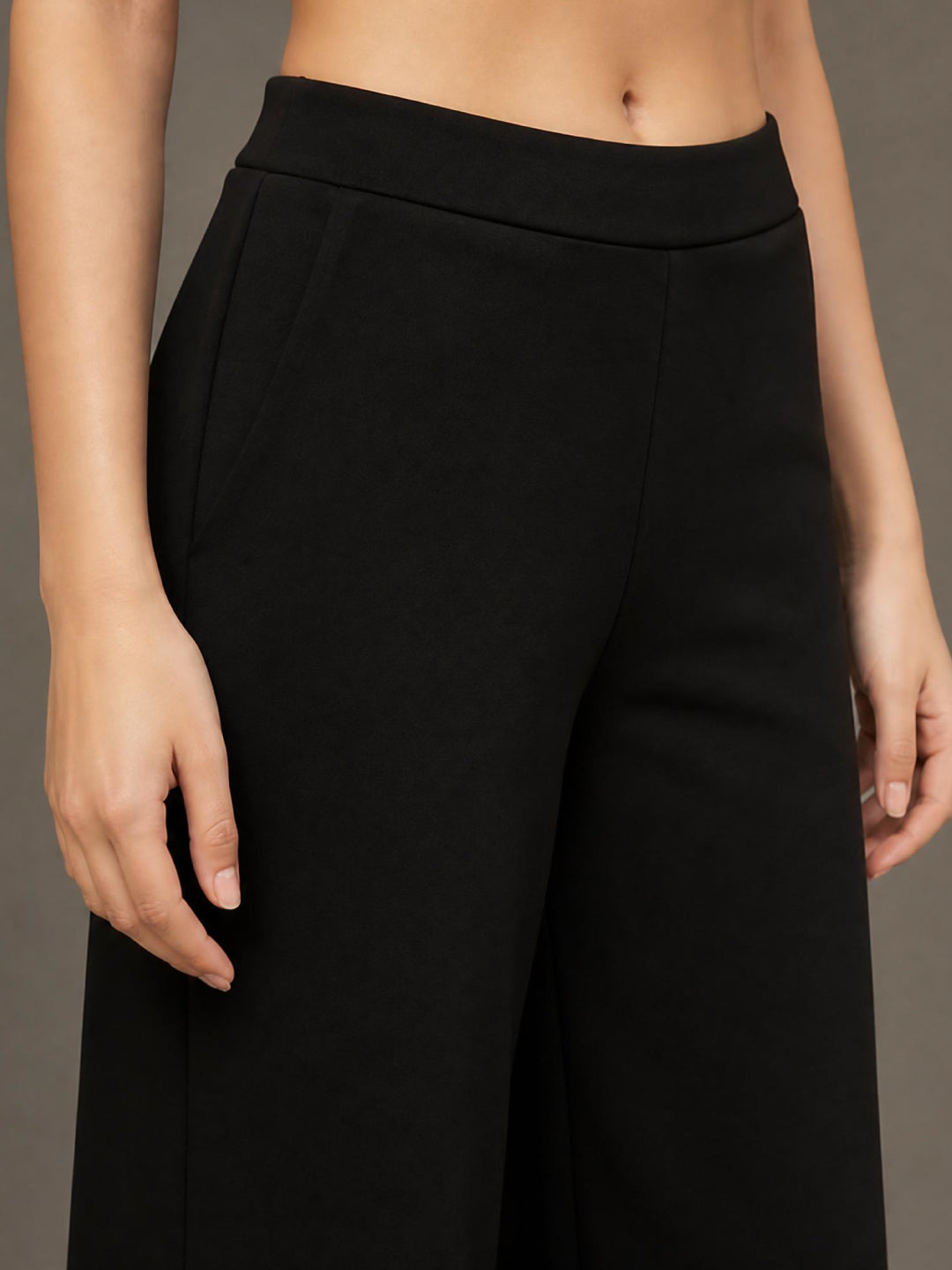 Black Roma Ponte Wide Pants