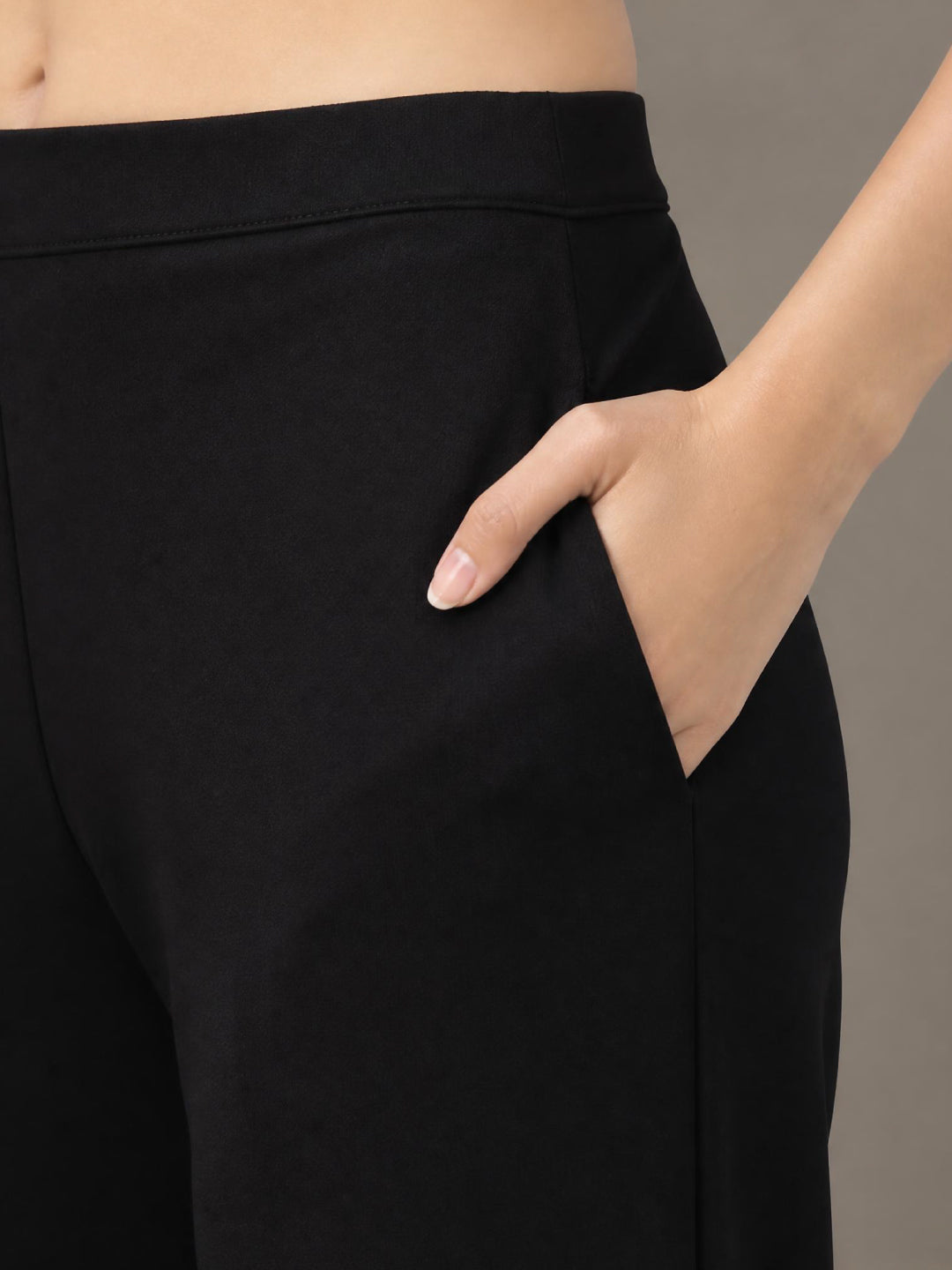Black Roma Ponte Wide Pants
