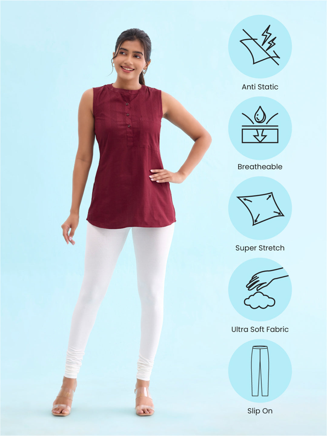 Cream Cotton Stretch Churidar