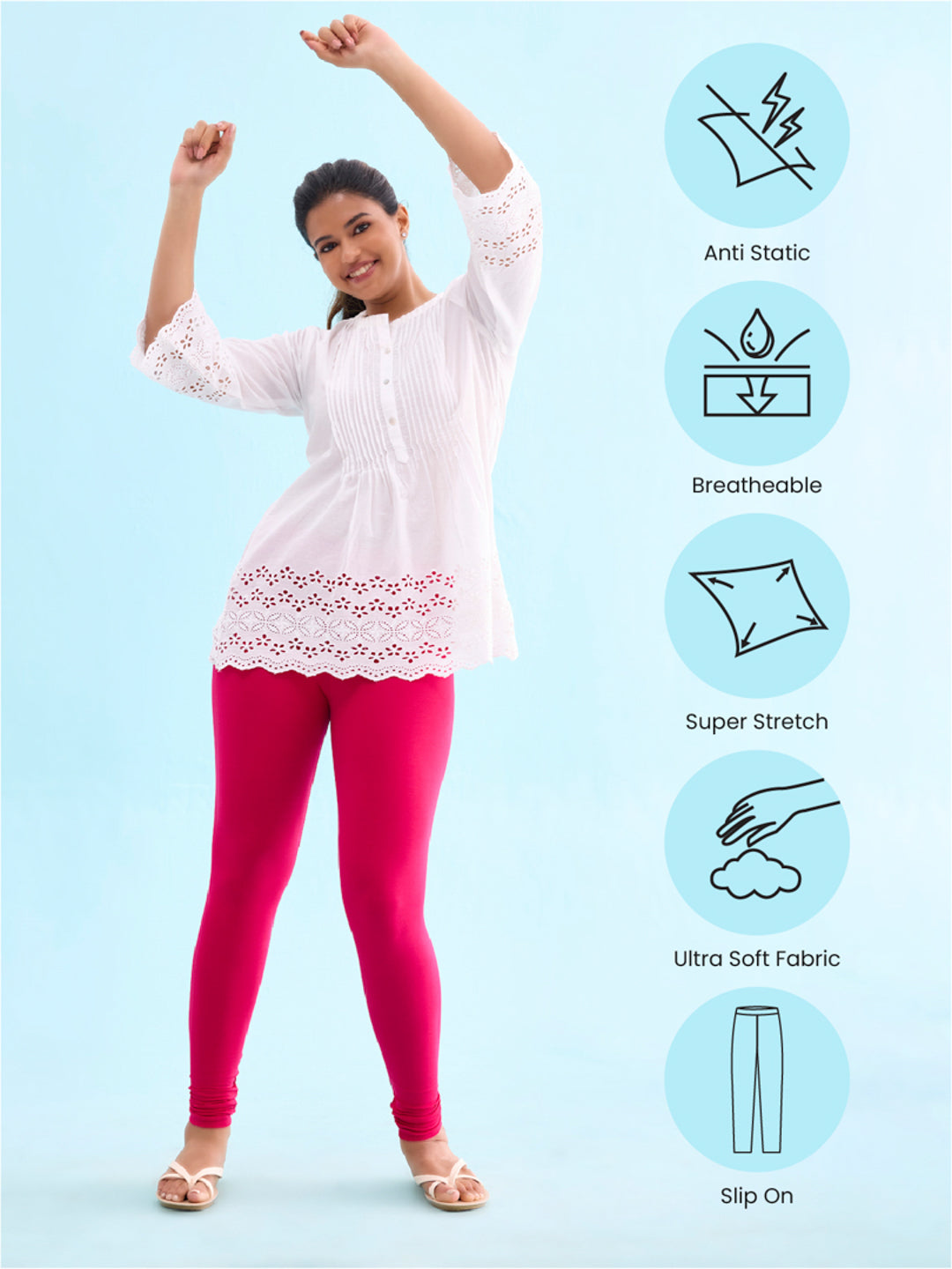 Dark Pink Cotton Stretch Churidar