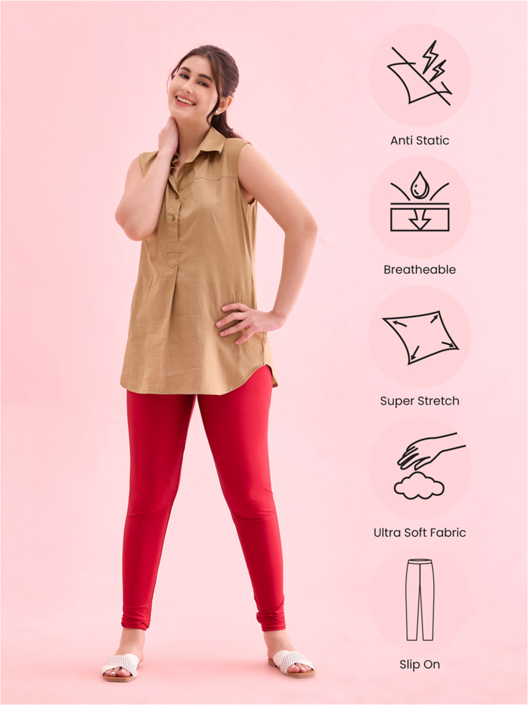 Dark Red Nylon Stretch Shimmer Churidar