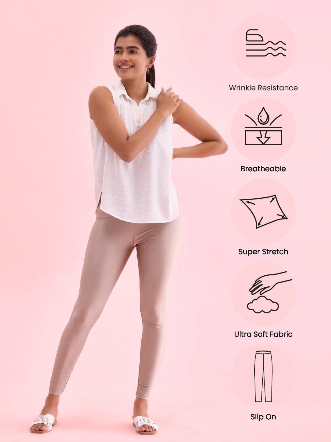 Copper Nylon Stretch Shimmer Leggings