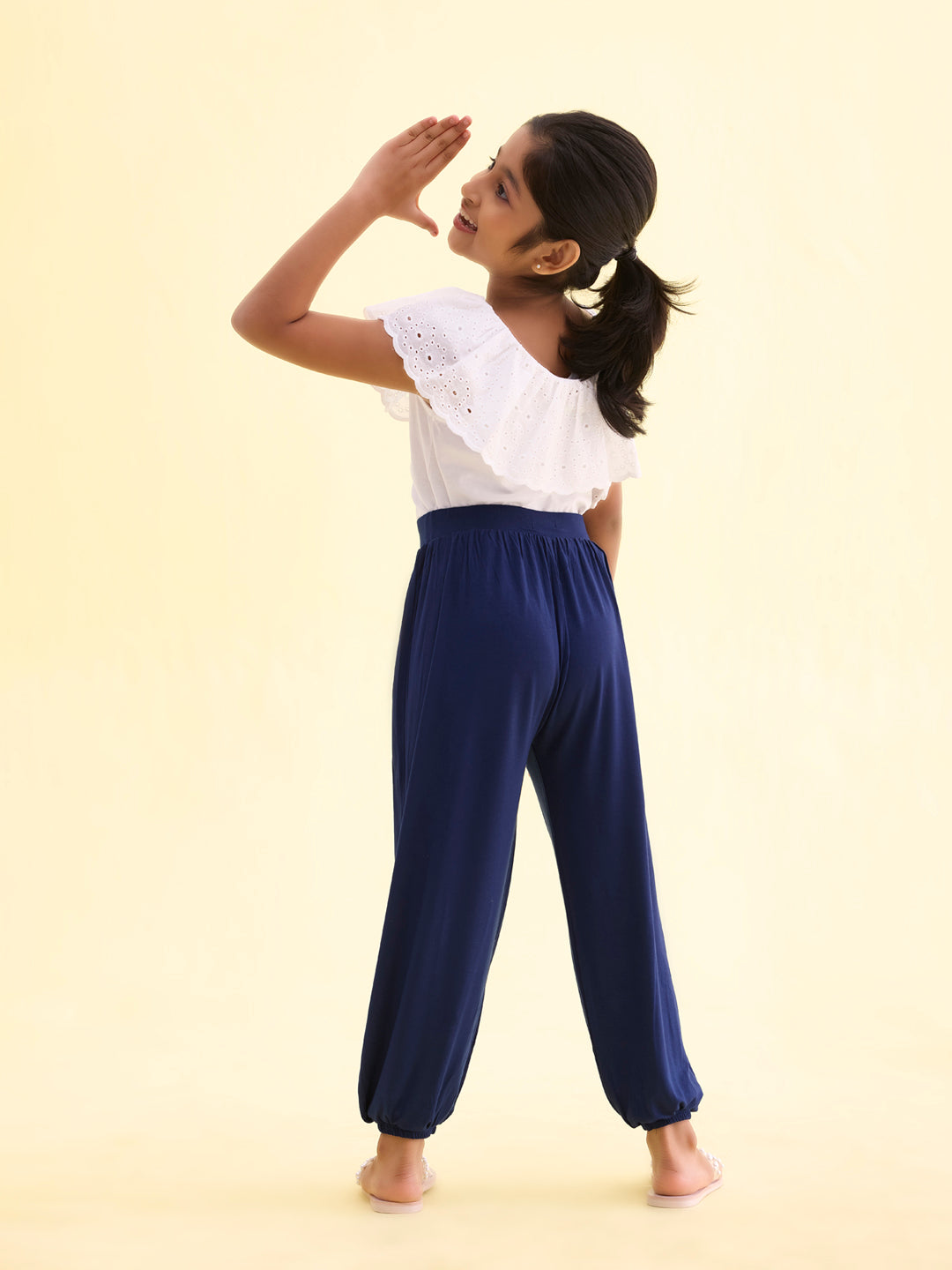 Navy Viscose Stretch Harem