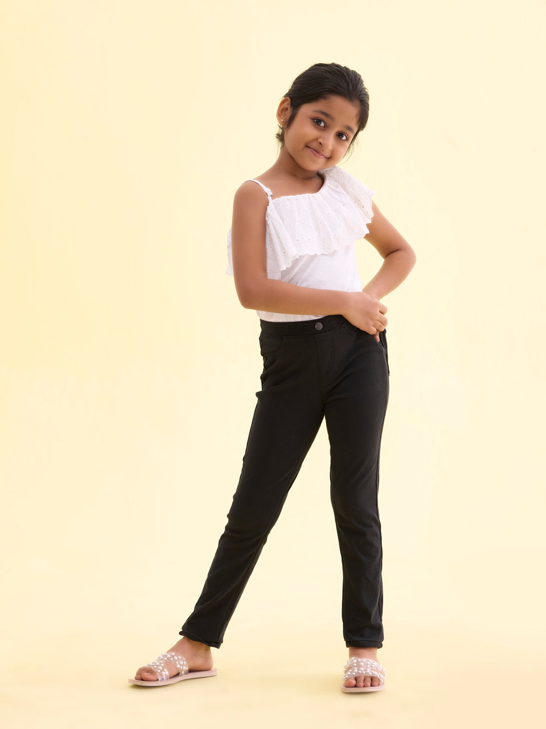 Black Cotton Poly Stretch Super Stretch Jeggings