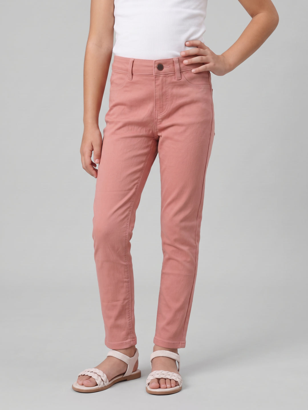 Dusty Pink Cotton Poly Stretch Super Stretch Jeggings