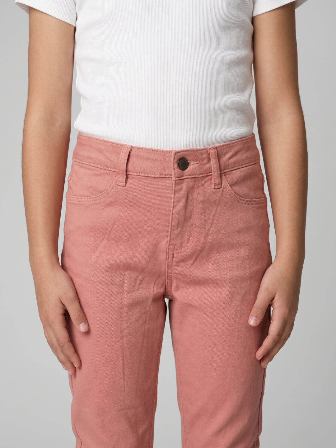 Dusty Pink Cotton Poly Stretch Super Stretch Jeggings