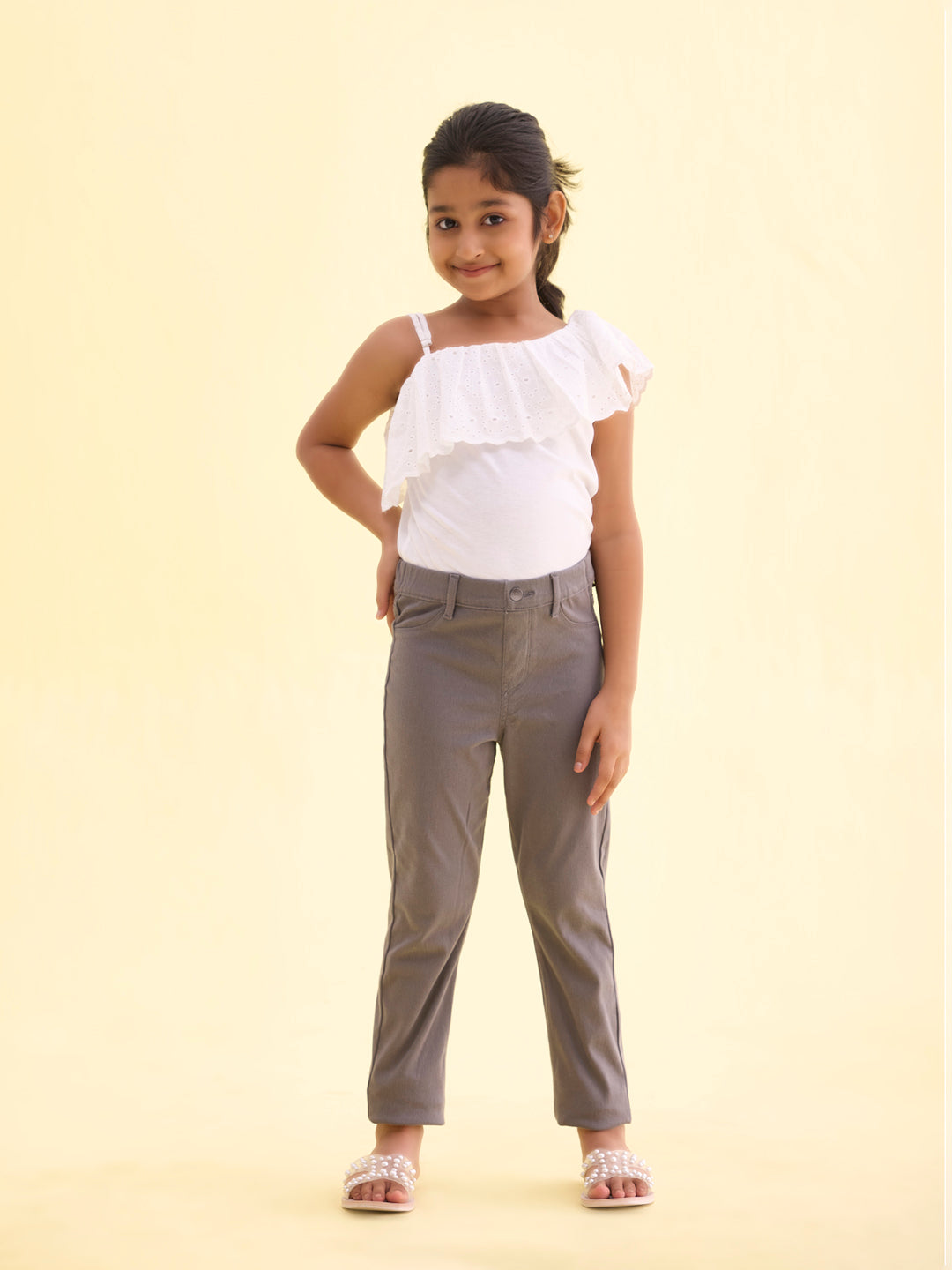 Medium Grey Cotton Poly Stretch Super Stretch Jeggings