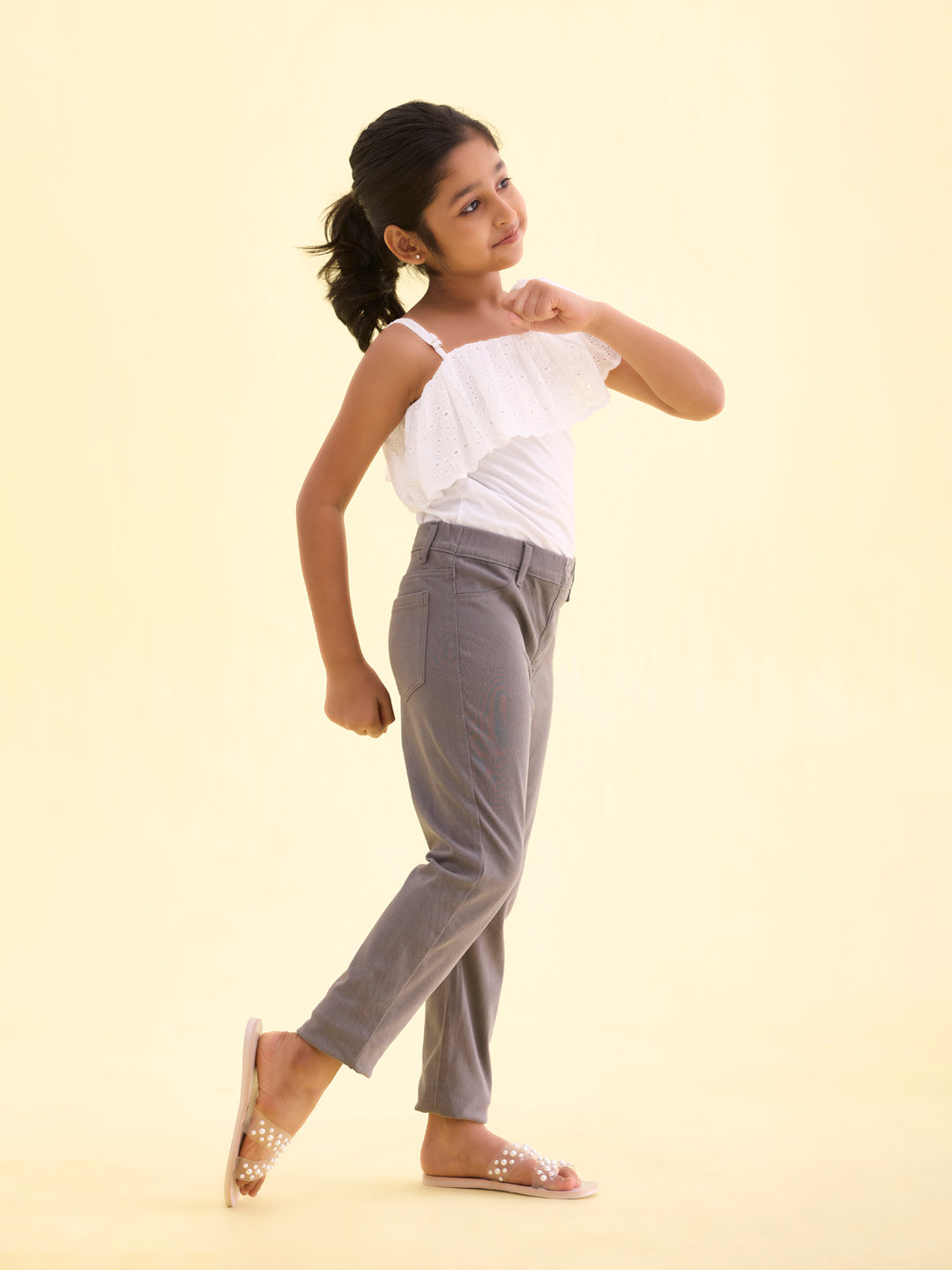 Medium Grey Cotton Poly Stretch Super Stretch Jeggings