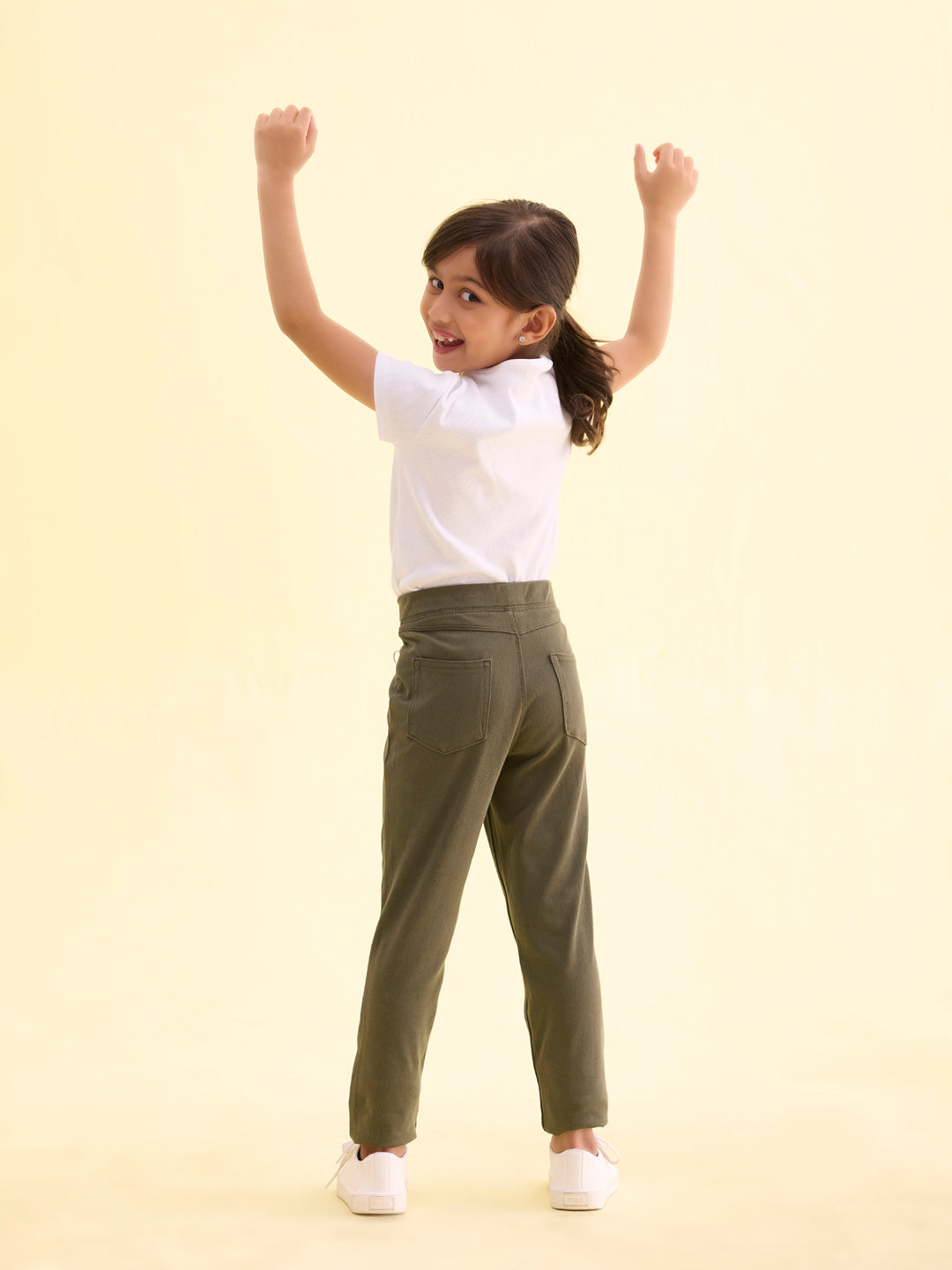 Olive Green Cotton Poly Stretch Super Stretch Jeggings