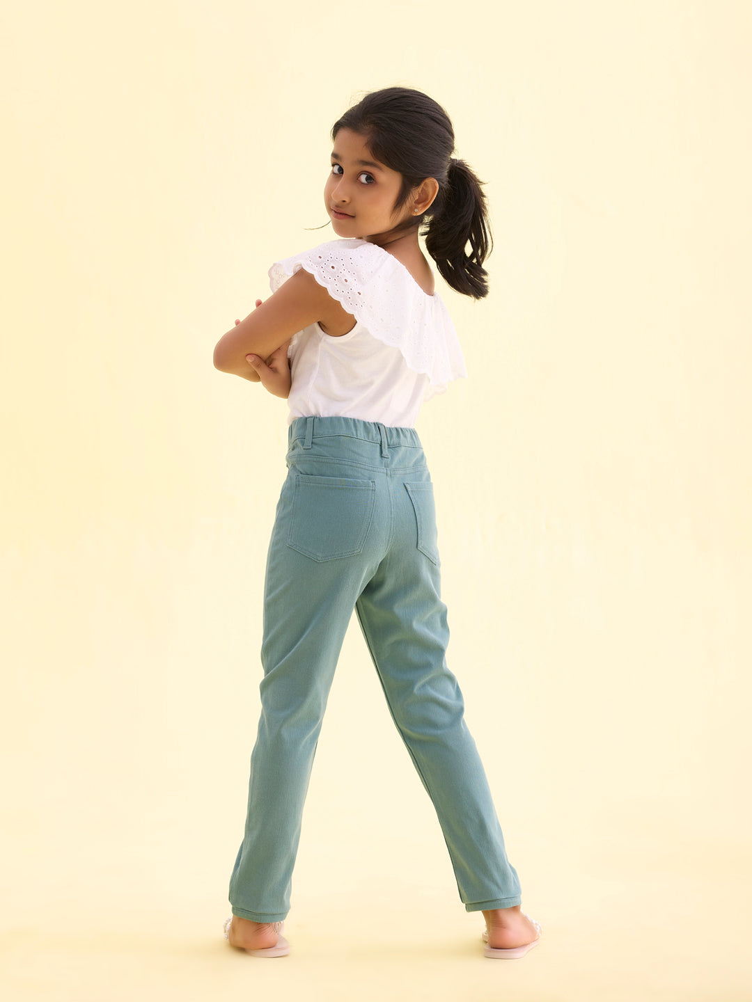 Teal Cotton Poly Stretch Super Stretch Jeggings