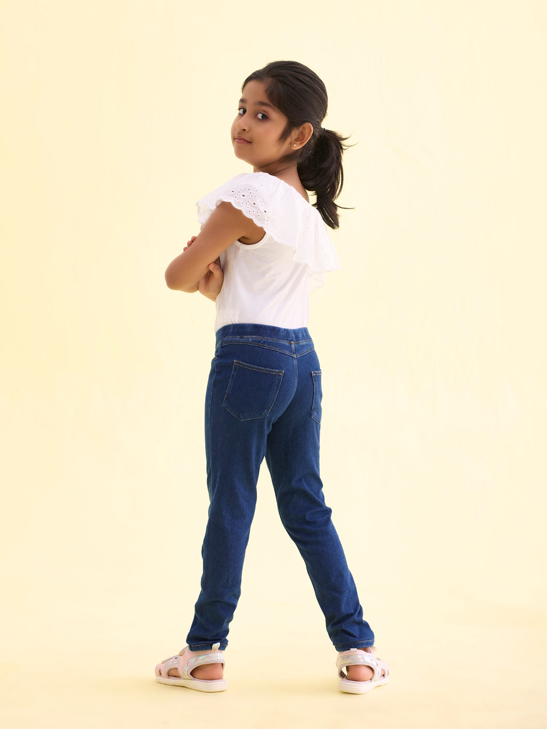 Blue Cotton Poly Stretch Denim Jeggings