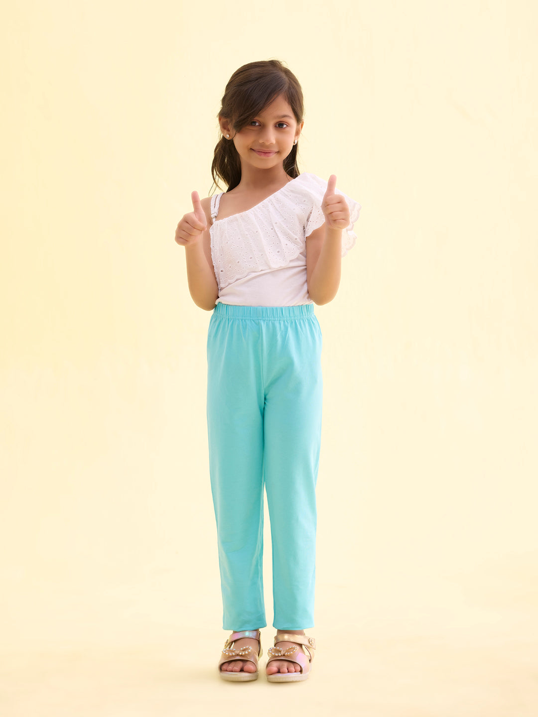 Baby Mint Cotton Stretch  Ankle Length Leggings