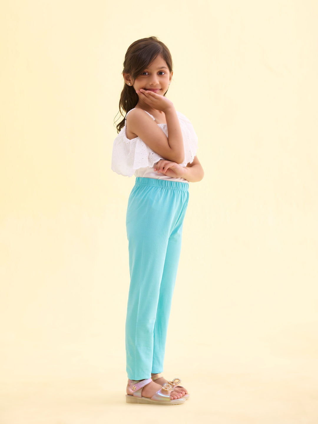 Baby Mint Cotton Stretch  Ankle Length Leggings