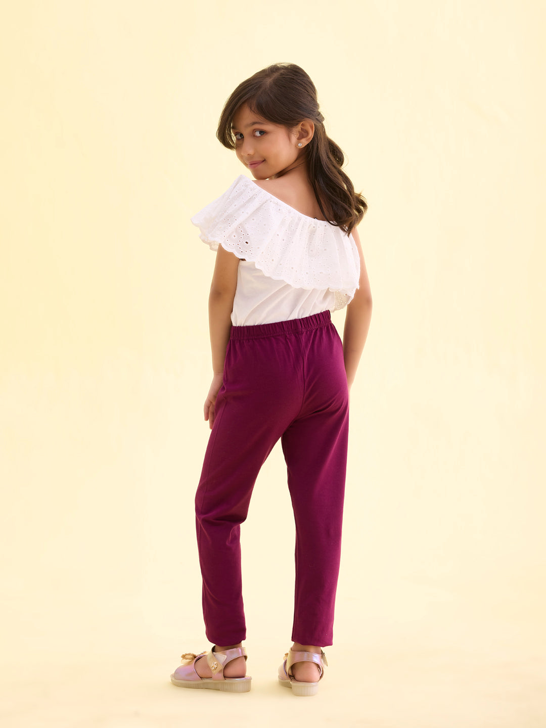 Plum Cotton Stretch  Ankle Length Leggings